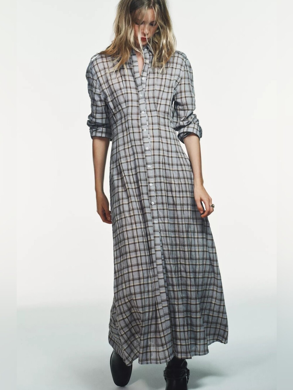 ZARA PLAID SHIRT DRESS
